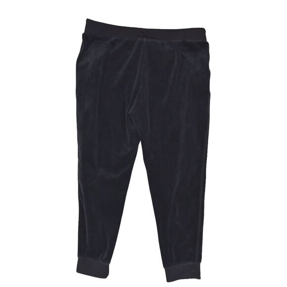 Juicy Couture Black Velour Joggers Size XL Ribbed Waist Retro Y2K - Picture 2 of 9